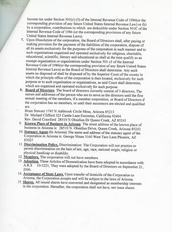 image of incorporation filing